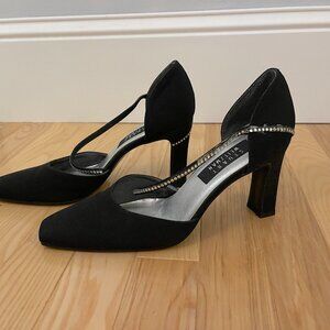 Vintage Stuart Weitzman Black & Crystal Pumps - Size 8